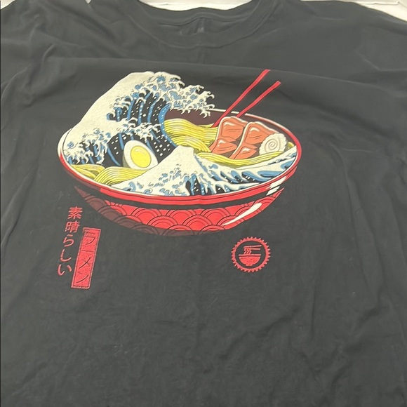 Threadless Black Tee with Ramen Wave Design - Picture 6 of 11